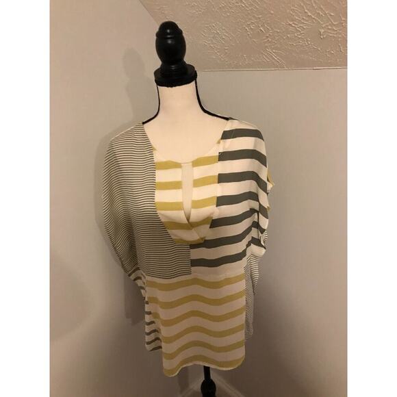 Anthropologie One September Madrigal Mixed Media Stripe Blouse - Picture 1 of 11